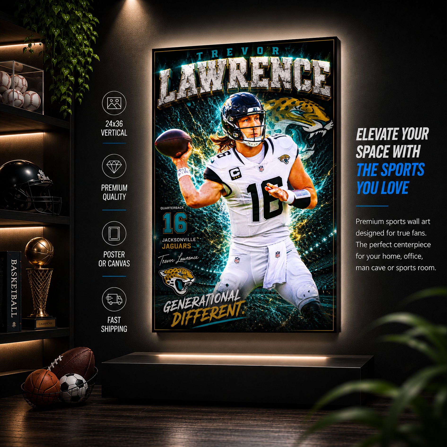 Trevor Lawrence Jaguars Fan Poster or Canvas Wall Art