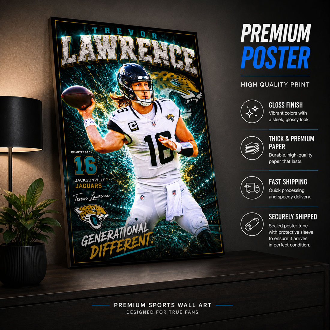 Trevor Lawrence Jaguars Fan Poster or Canvas Wall Art