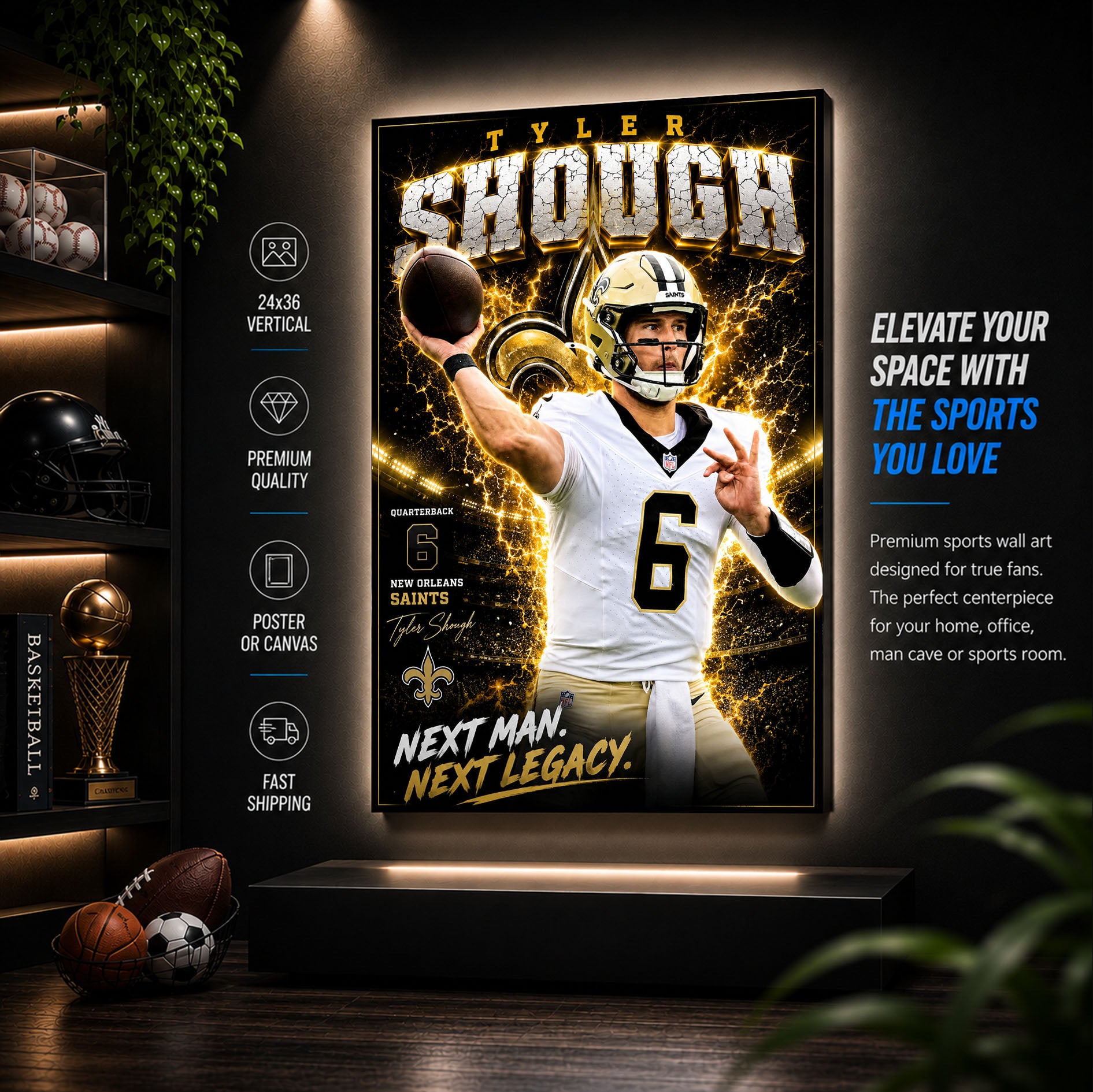 Tyler Shough Saints Fan Poster or Canvas Wall Art