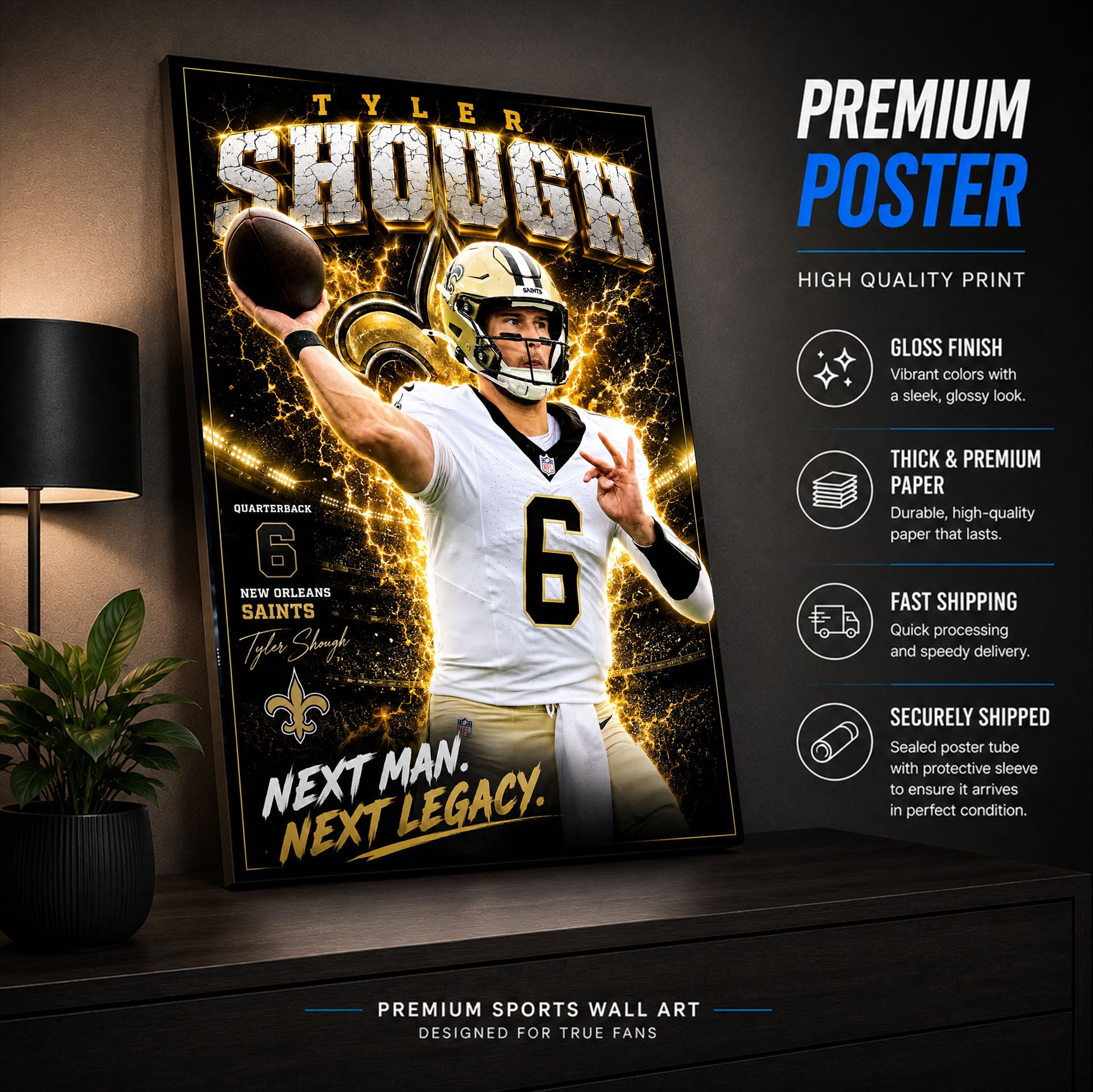 Tyler Shough Saints Fan Poster or Canvas Wall Art