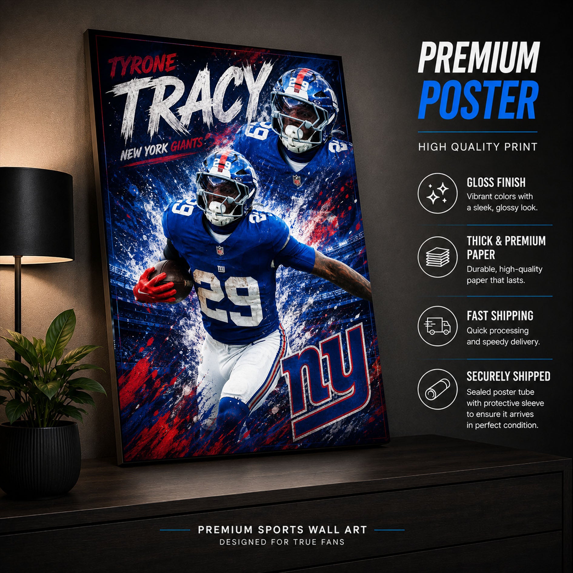 Tyrone Tracy Giants Fan Poster or Canvas Wall Art