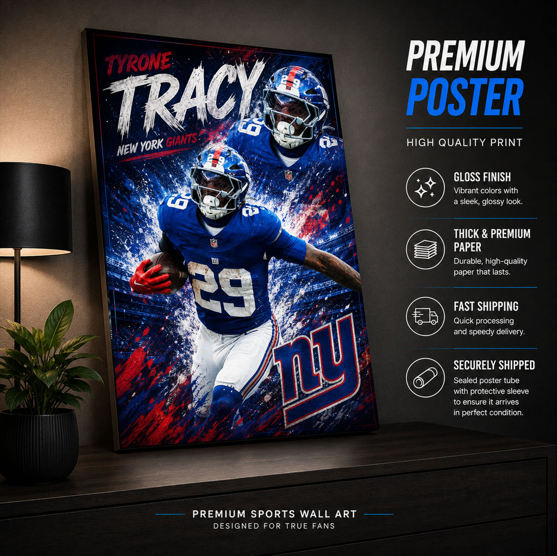 Tyrone Tracy Giants Fan Poster or Canvas Wall Art