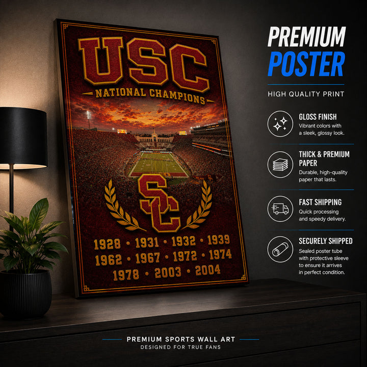 USC Trojans Football Stadium Fan Poster or Canvas Wall Art