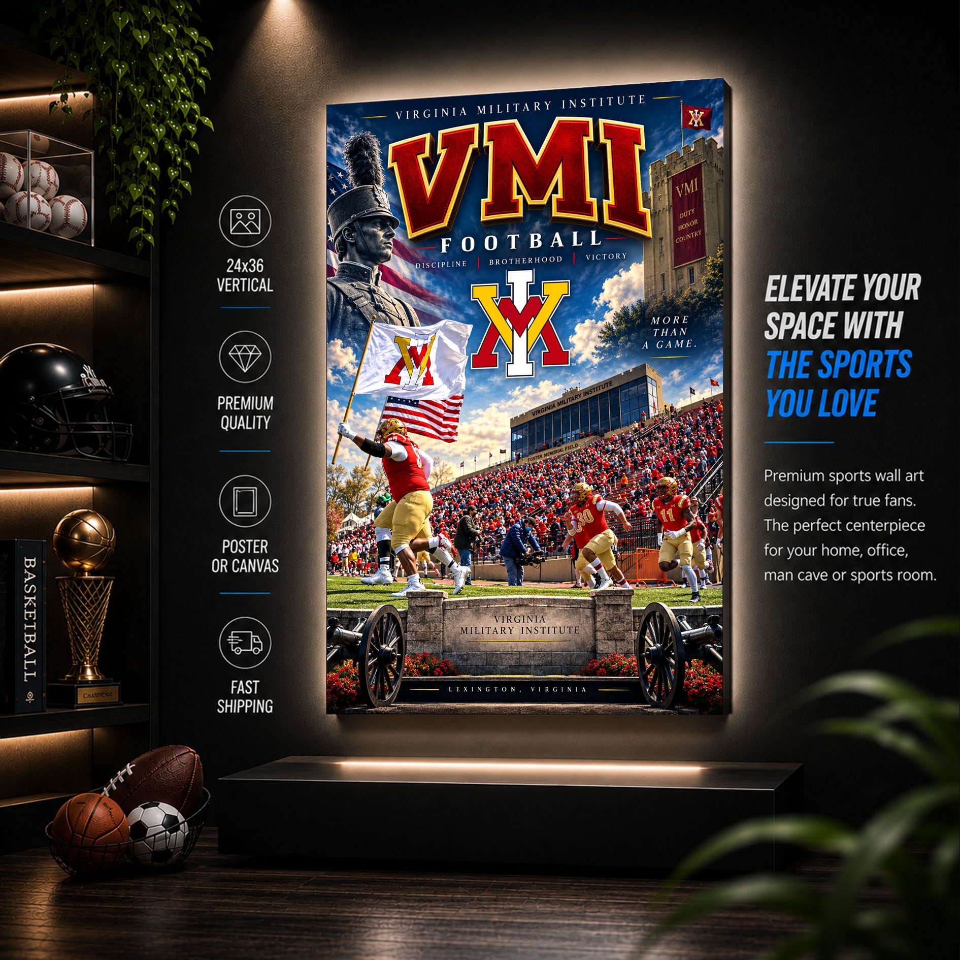 VMI Keydets Football Stadium Poster or Canvas Wall Art