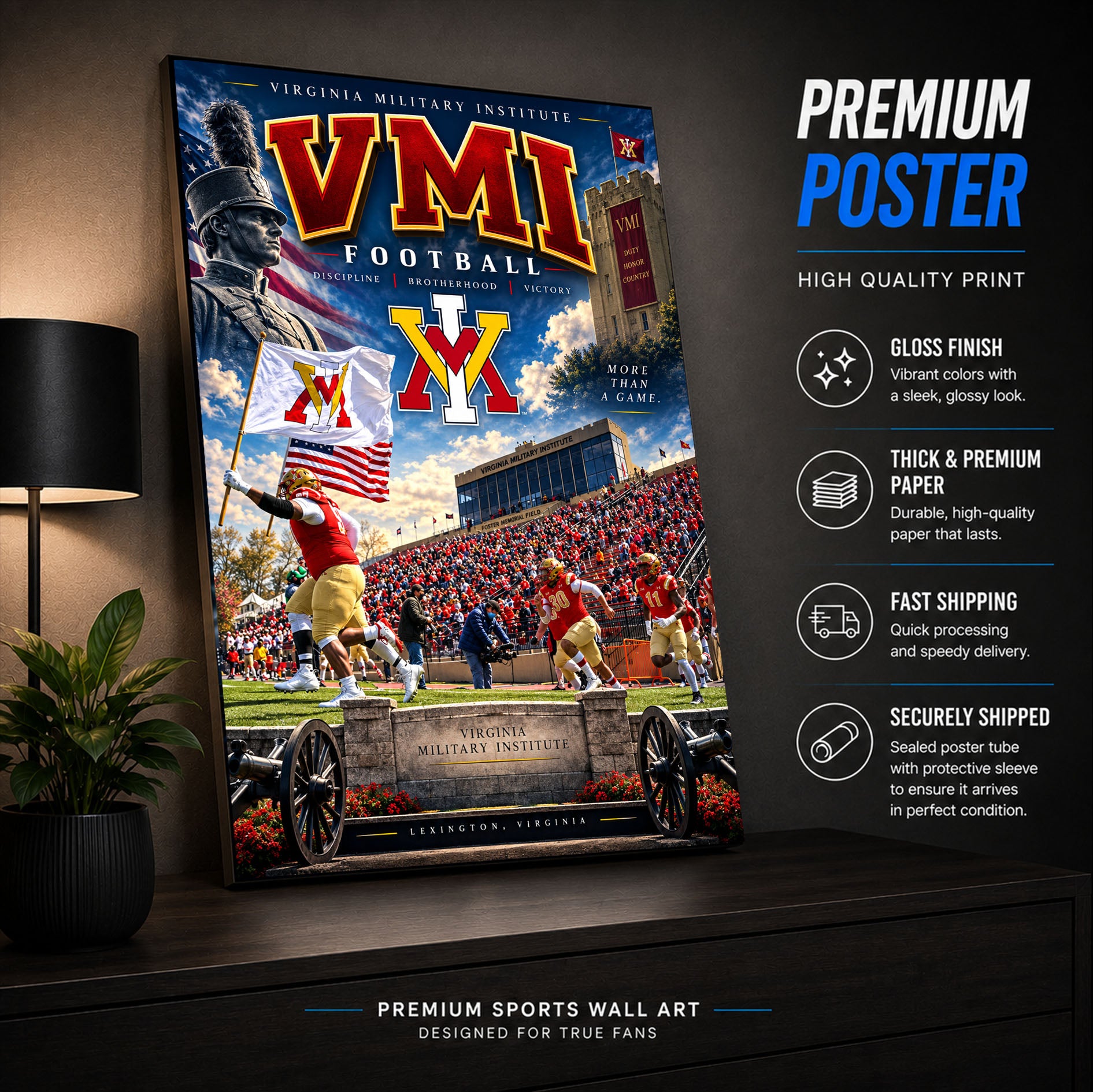 VMI Keydets Football Stadium Poster or Canvas Wall Art
