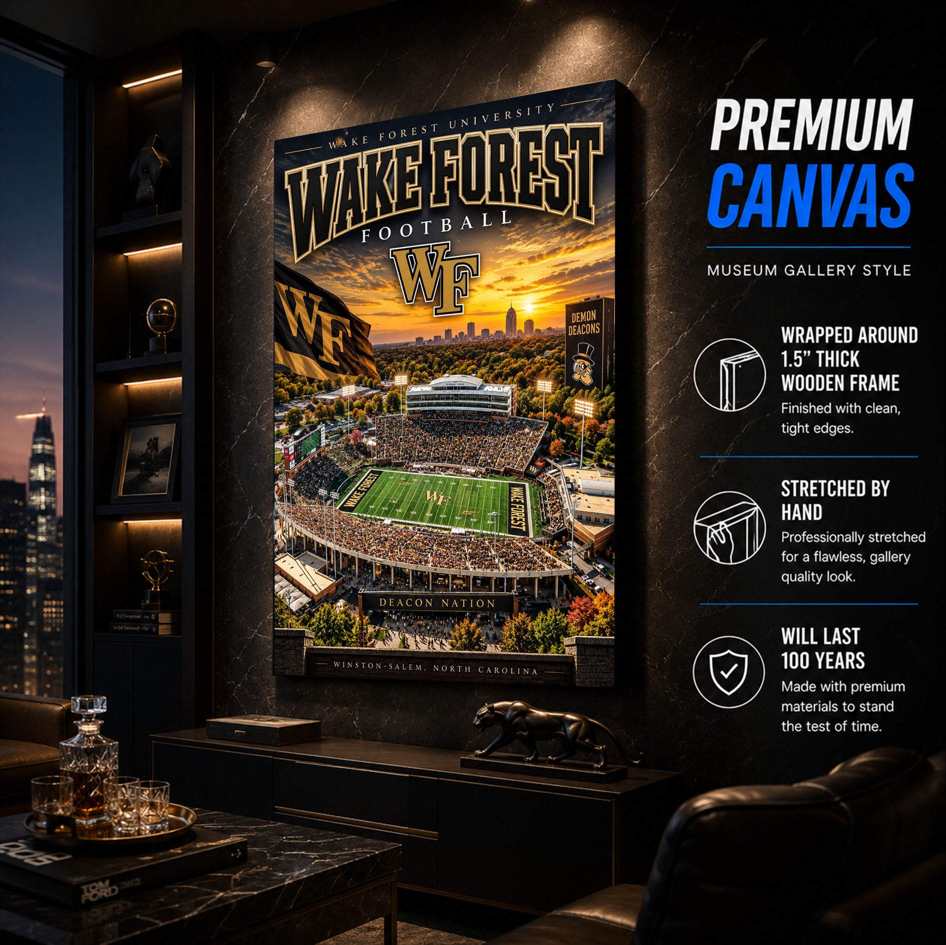 Wake Forest Football Stadium Fan Poster or Canvas Wall Art