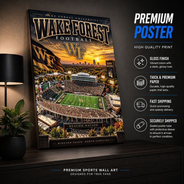 Wake Forest Football Stadium Fan Poster or Canvas Wall Art