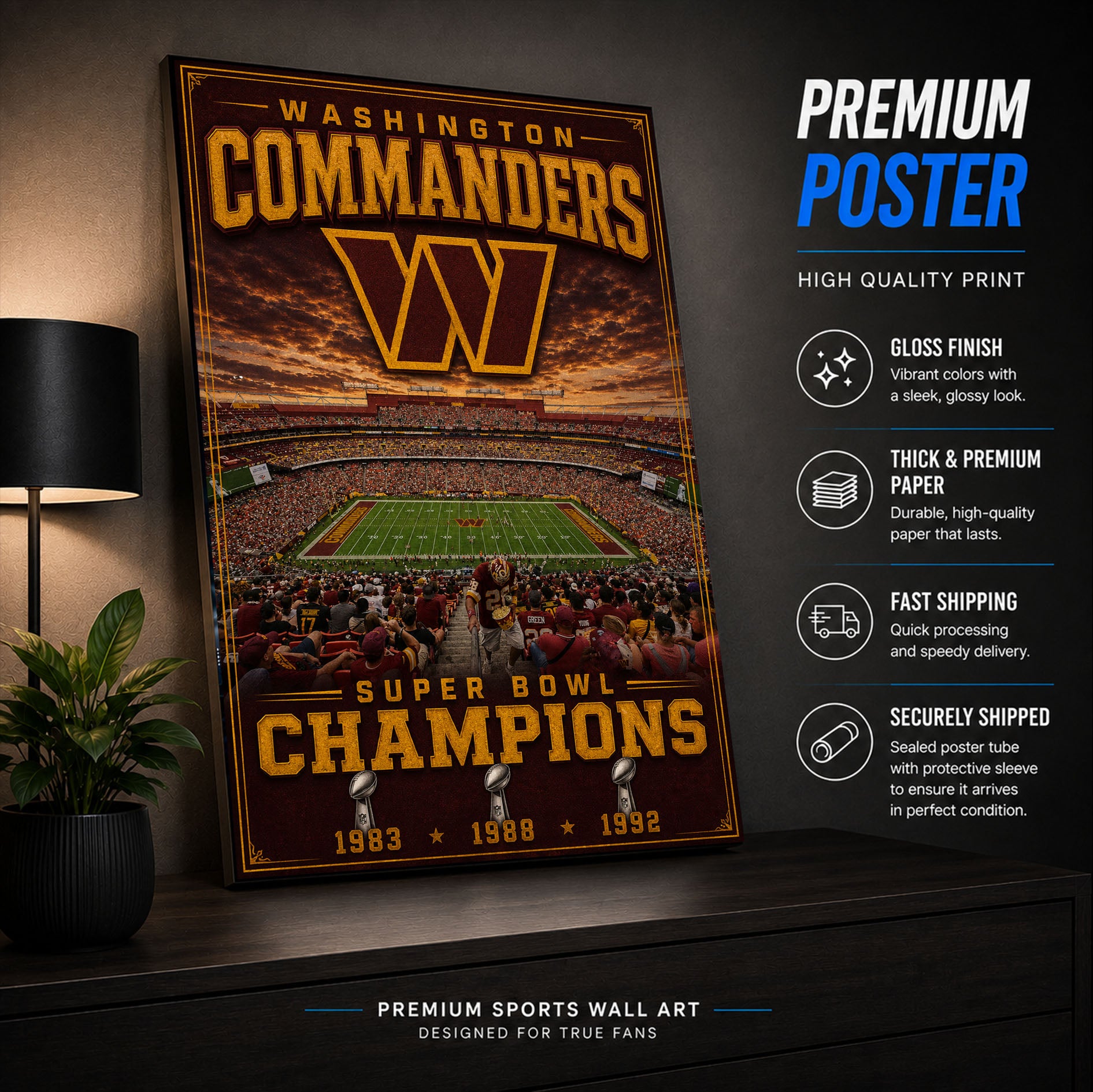 Washington Commanders Stadium Fan Poster or Canvas Wall Art