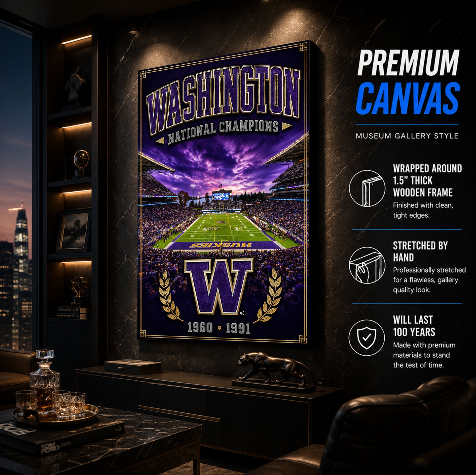 Washington Huskies Football Stadium Fan Poster or Canvas Wall Art