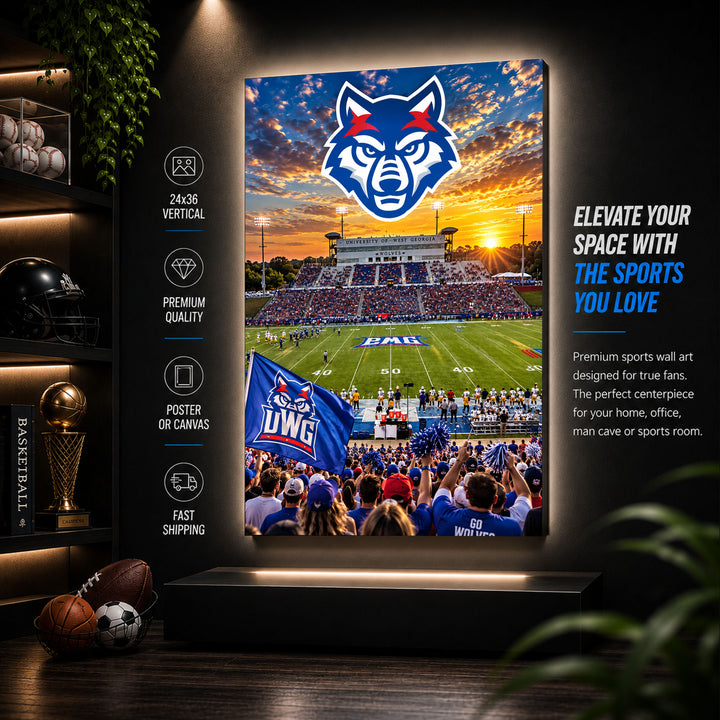 West Georgia Football Stadium Poster or Canvas Wall Art