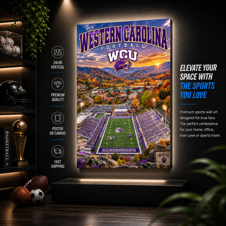 Western Carolina Football Stadium Fan Poster or Canvas Wall Art