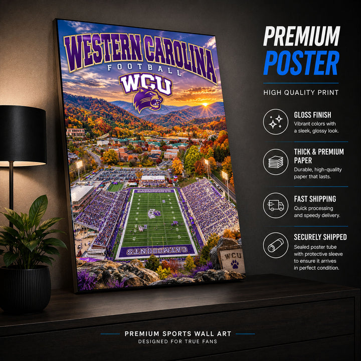 Western Carolina Football Stadium Fan Poster or Canvas Wall Art