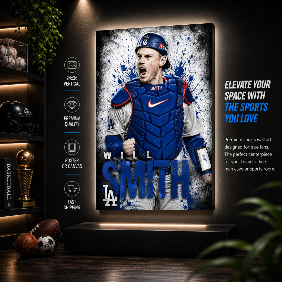 Will Smith Dodgers Poster or Canvas Wall Art