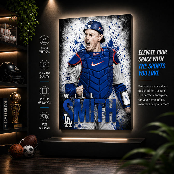Will Smith Dodgers Poster or Canvas Wall Art