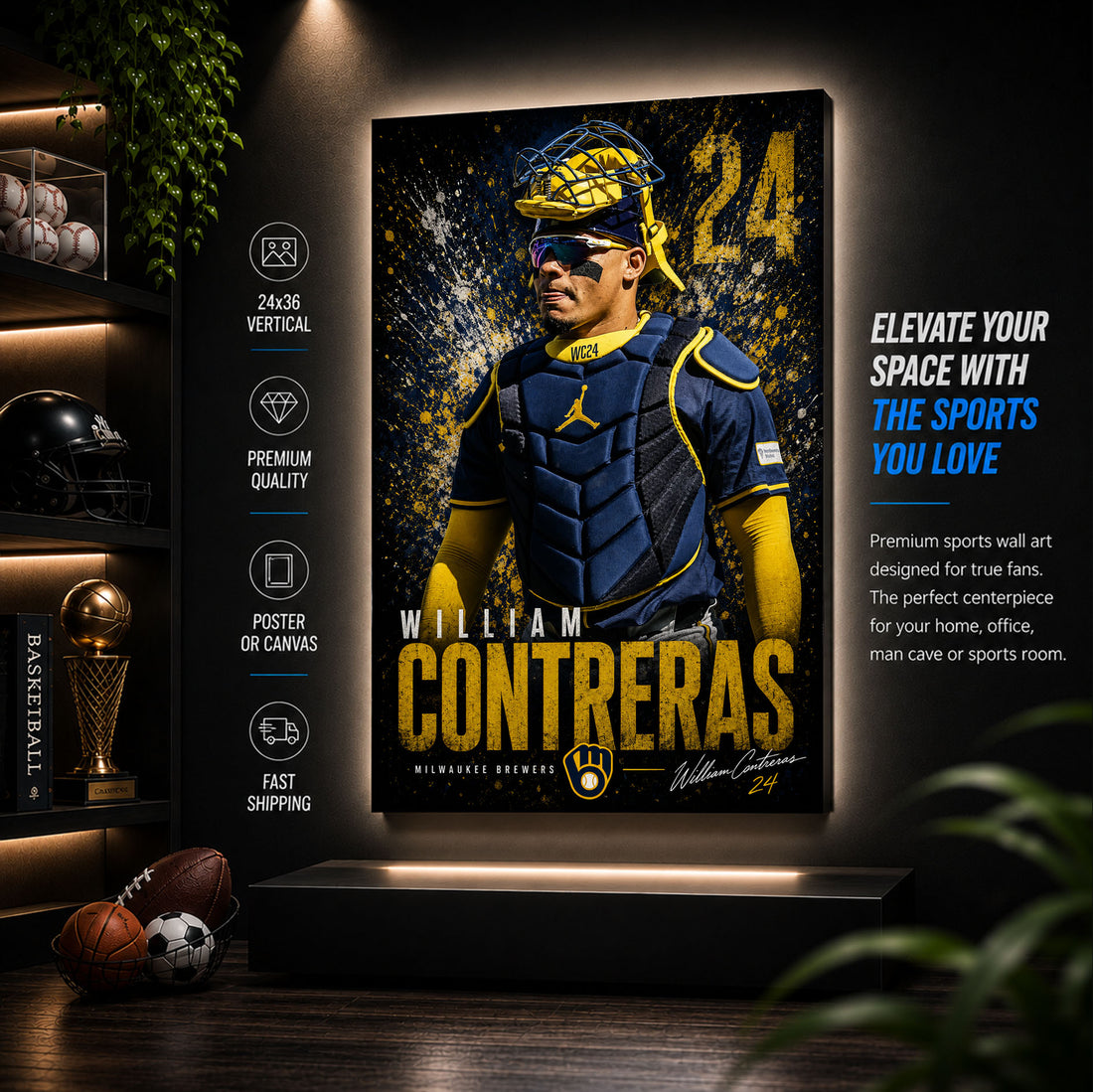 William Contreras Brewers Poster or Canvas Wall Art