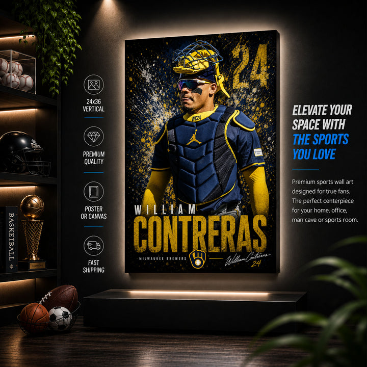 William Contreras Brewers Poster or Canvas Wall Art