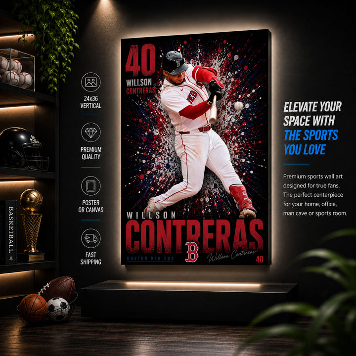 Willson Contreras Red Sox Poster or Canvas Wall Art