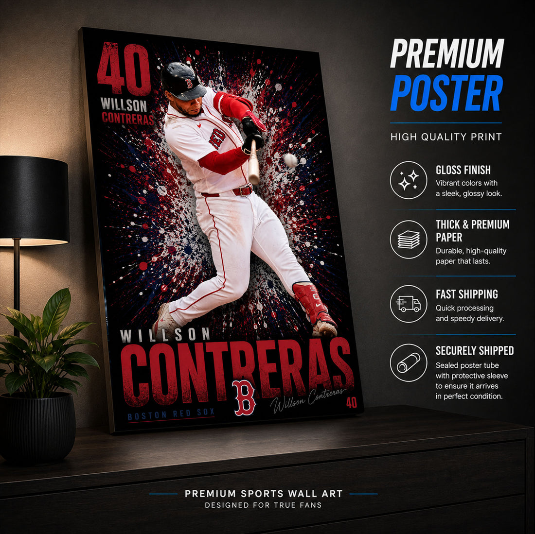 Willson Contreras Red Sox Poster or Canvas Wall Art