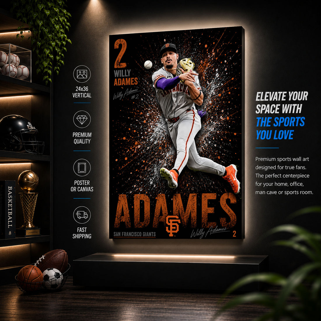 Willy Adames Giants Poster or Canvas Wall Art