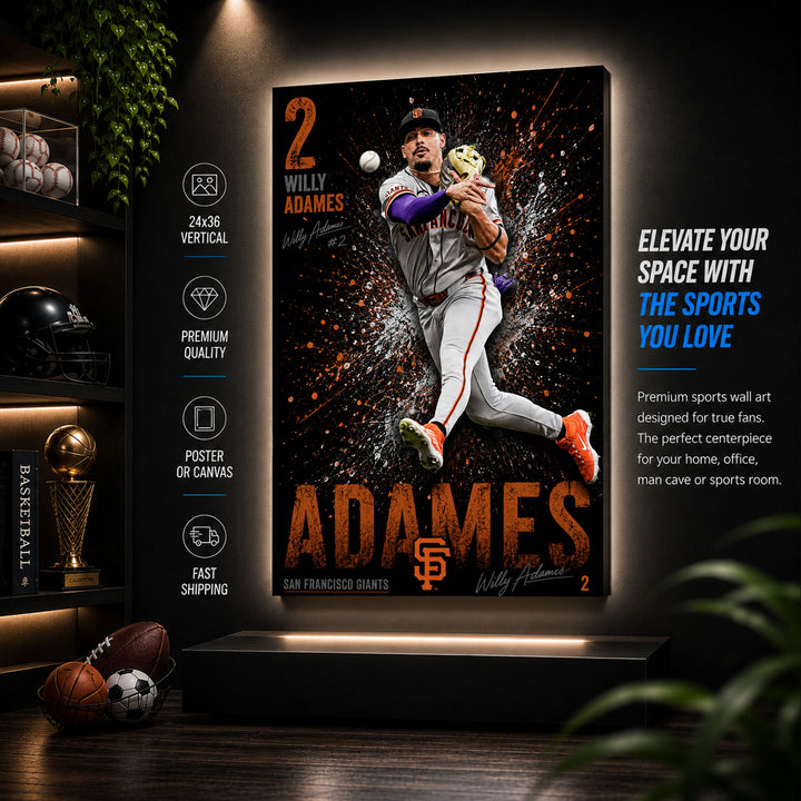 Willy Adames Giants Poster or Canvas Wall Art