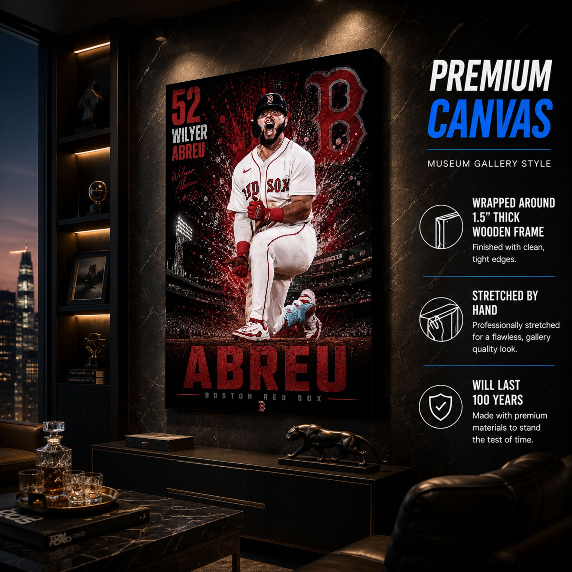 Wilyer Abreu Red Sox Poster or Canvas Wall Art