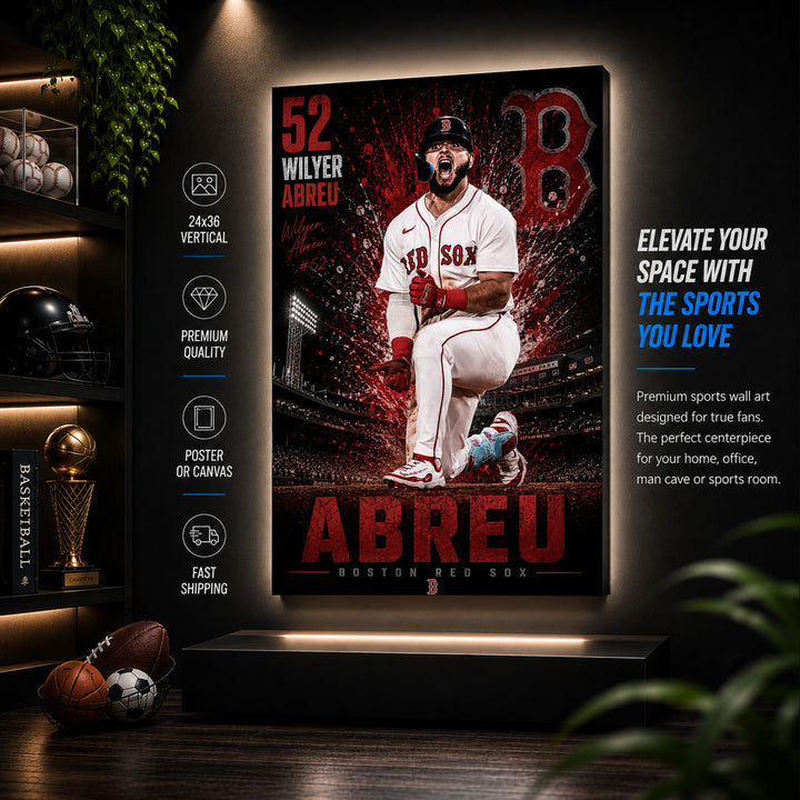 Wilyer Abreu Red Sox Poster or Canvas Wall Art