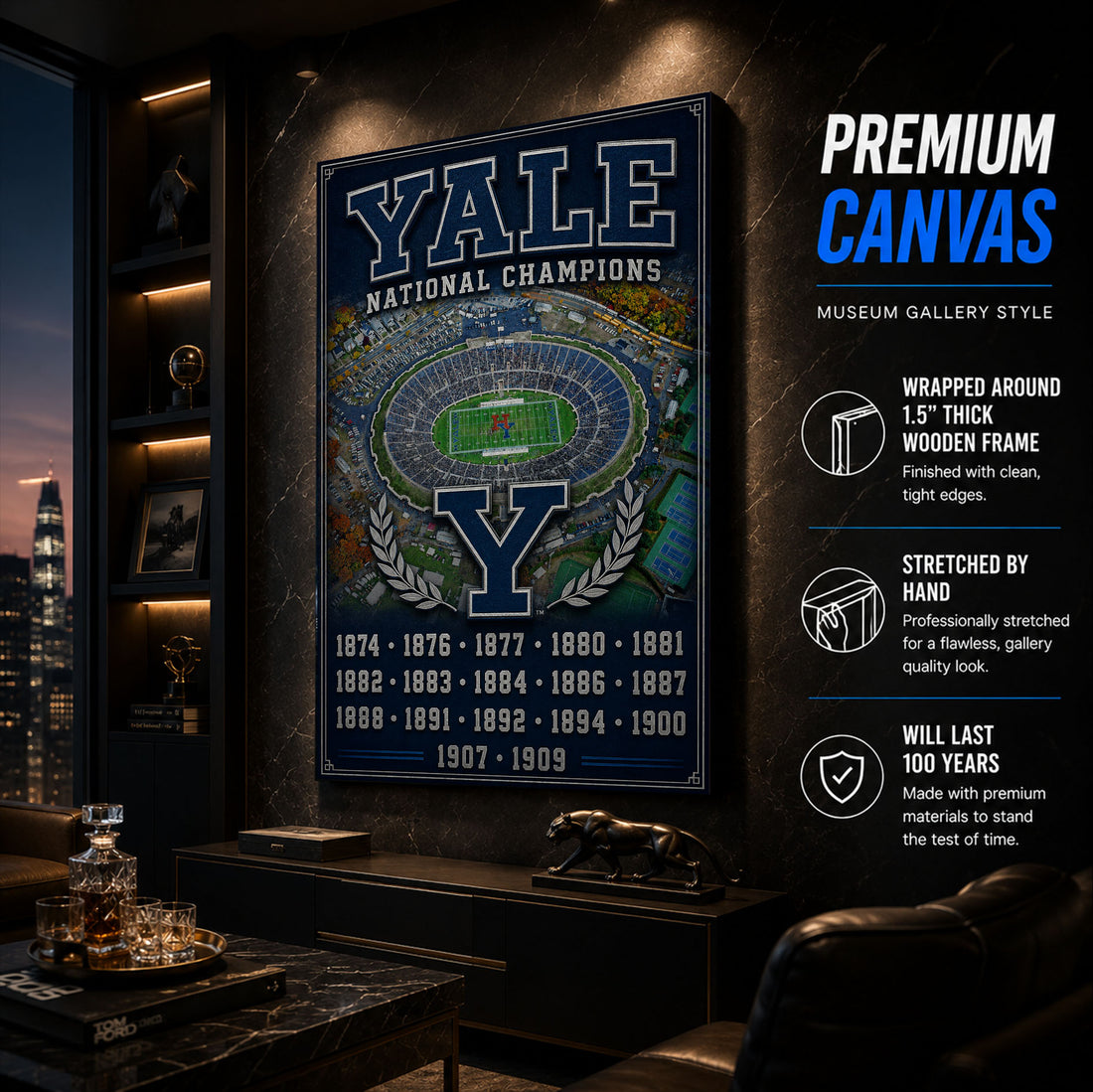 Yale Football Stadium Fan Poster or Canvas Wall Art