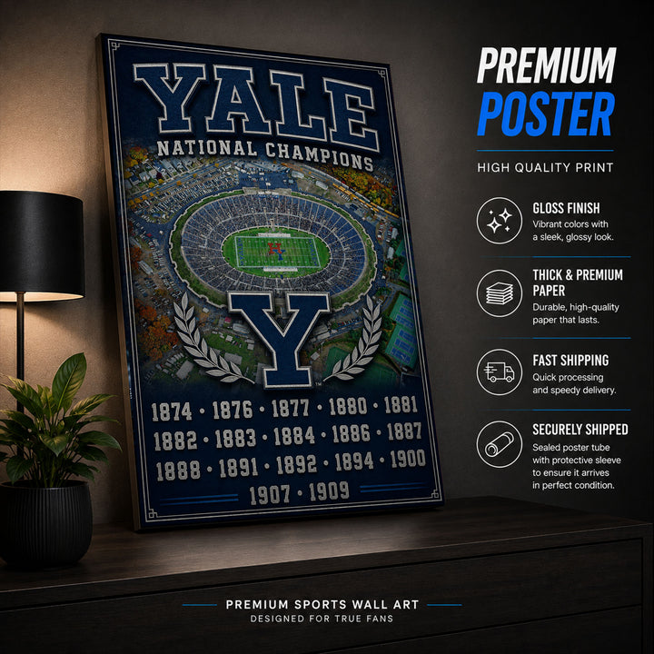 Yale Football Stadium Fan Poster or Canvas Wall Art