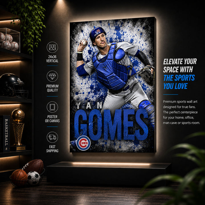 Yan Gomes Cubs Poster or Canvas Wall Art