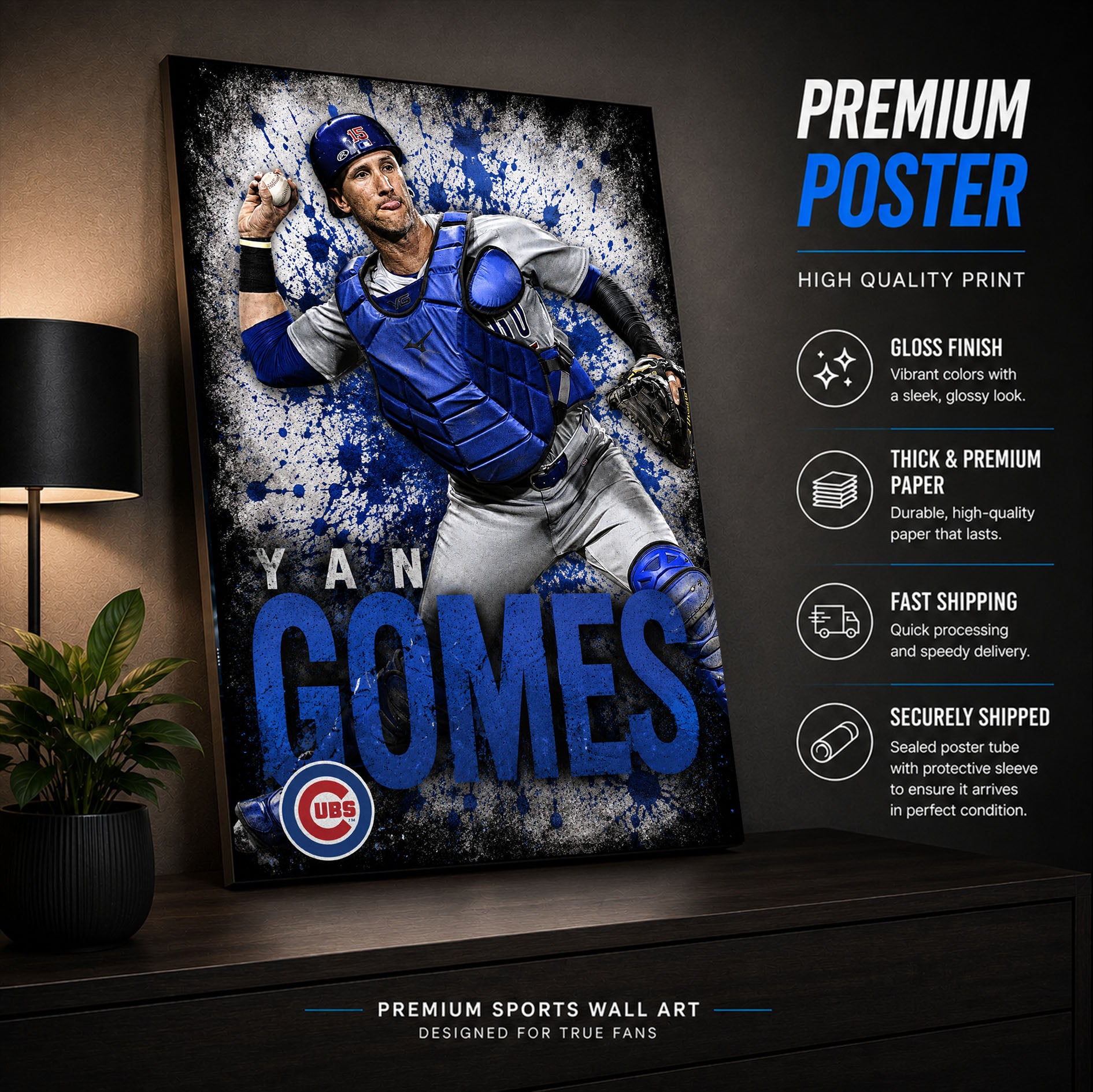 Yan Gomes Cubs Poster or Canvas Wall Art