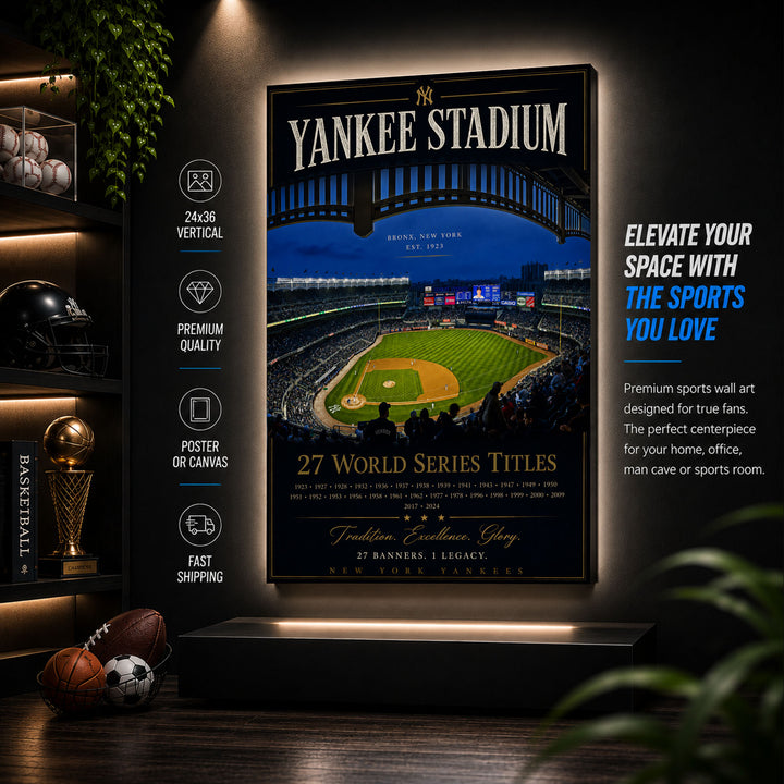 Yankee Stadium Fan Poster or Canvas Wall Art