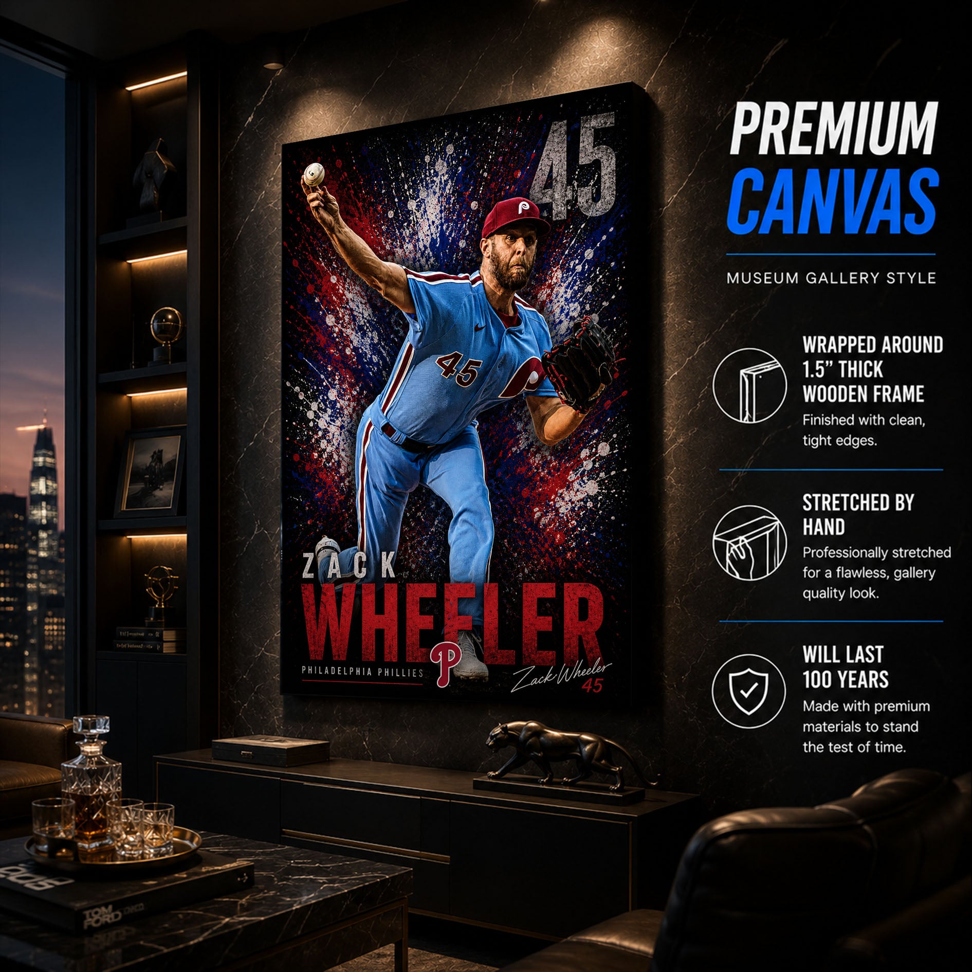 Zack Wheeler Phillies Poster or Canvas Wall Art