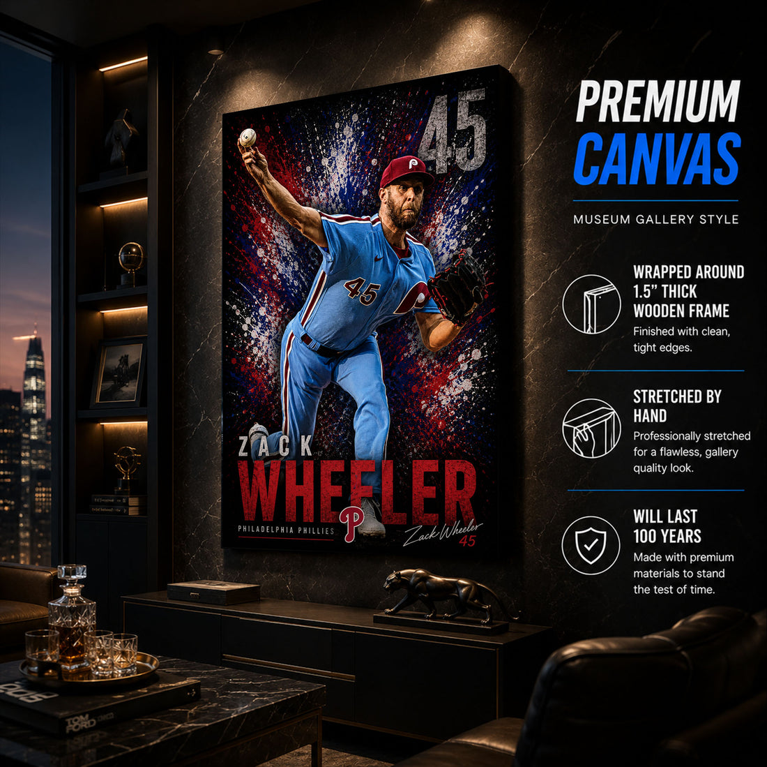 Zack Wheeler Phillies Poster or Canvas Wall Art