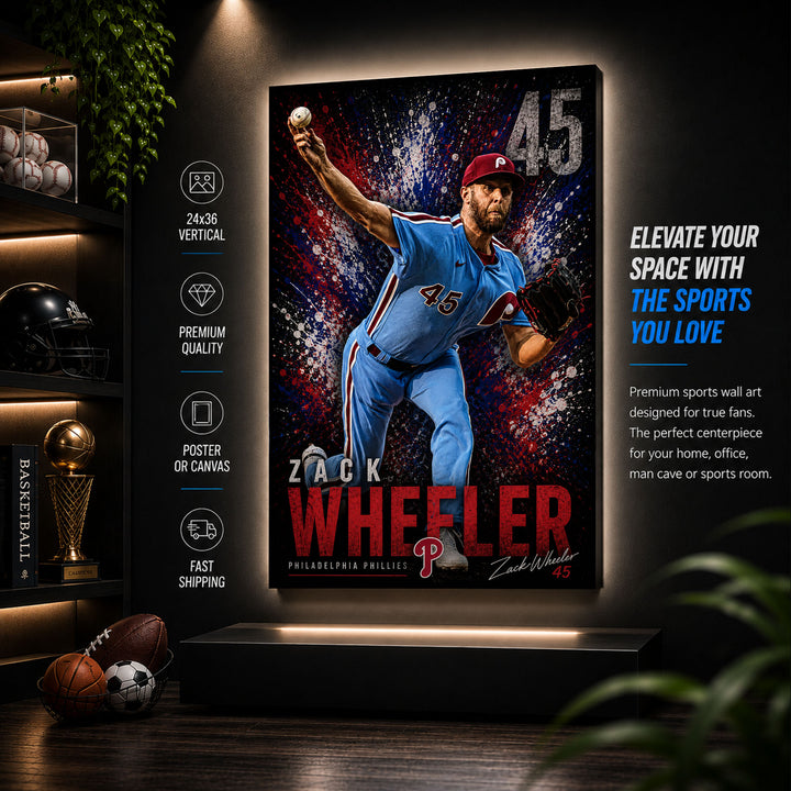 Zack Wheeler Phillies Poster or Canvas Wall Art
