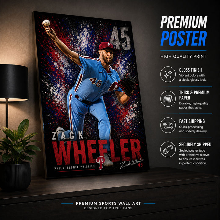 Zack Wheeler Phillies Poster or Canvas Wall Art